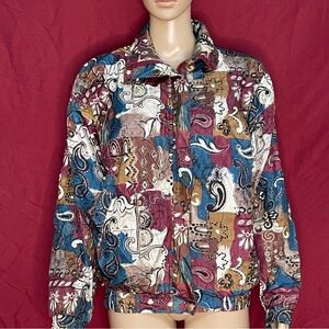 Vintage Westside Connection Earthtone Paisley / Geometric Track Jacket Medium